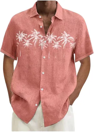 Comfortable T-Shirt Printing Buckle Lapel Short Sleeve Shirt Top Soft and Comfortable T-Shirts for Men Men's