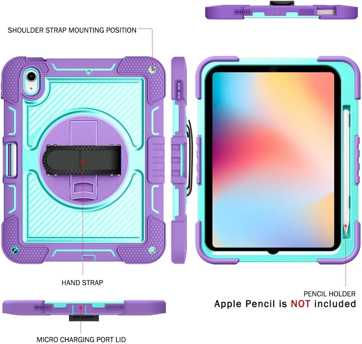 Compatible with iPad 11th Gen A16 11 Inch 2025,Heavy Duty Rugged Case Shockproof Protective Case Kickstand Case Compatible with 11th Generation (A16) 11-inch 2025(Purple)