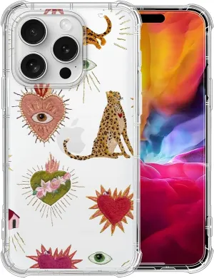 Compatible with iPhone 16 Pro Case,Clear Four Corner Shockproof Airbags,Ultra-Thin Anti-Slip Design Military-Grade Protection Case - Space Complex Heart Pattern