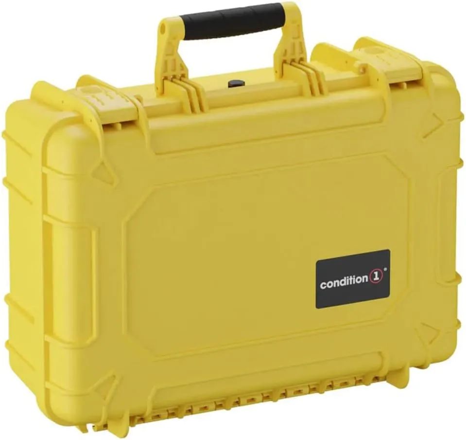Condition 1 18" Medium Waterproof Hard Case with Foam, Model 801, Portable Protective Storage, Box for Travel, Tactical Gear, Made in USA, 18.36"x13.70"x 7.03" Yellow