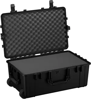 Condition 1 31" Large Waterproof Rolling Hard Travel Case Model 1258 with Wheels, Plastic Lockable, for Electronics, Tactical Gear, Made in USA, 31.6"x20.1"x12.66" Black
