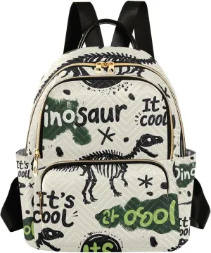 Cool Dinosaur Graffiti Mini Backpack Purse for Women Shoulder Bag Fashion Daypack Ladies Handbag Lightweight Travel Bag Rucksack