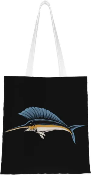 Cool Sailfish Tote Bag for Women Canvas Shopping Bags Reusable Large Capacity Casual Shoulder Handbags Grocery Bags DIY Gift Bags