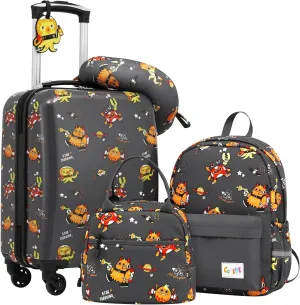 Coolife Kid’s Luggage Set 5 Piece Suitcase Set 16’’ Carry on Hardside Spinner Toddler Luggage Travel Rolling Luggage Girls Boys