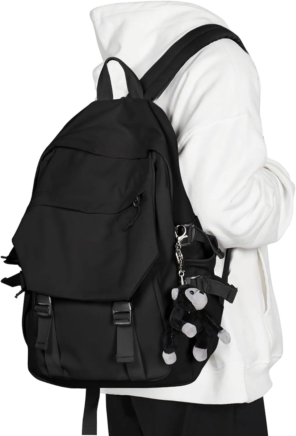 coowoz School Backpack for Men Women College Bookbag Waterproof Lightweight Black Backpack Mochilas Book Bag Rucksack Casual Daypack School Bag for Boys Girls