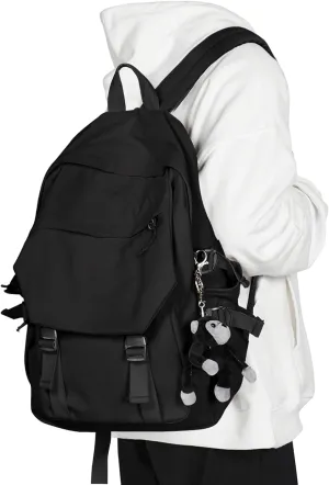 coowoz School Backpack for Men Women College Bookbag Waterproof Lightweight Black Backpack Mochilas Book Bag Rucksack Casual Daypack School Bag for Boys Girls