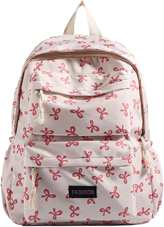 Coquette Bow Backpack Cute Kawaii Laptop Backpack Aesthetic Travel Daypack for Women Bow Rucksack