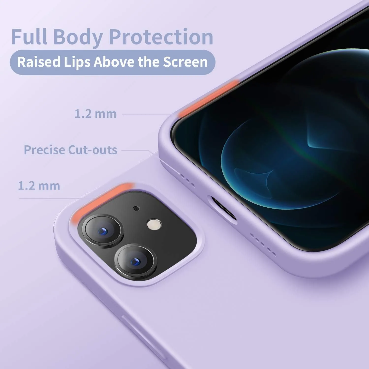 Cordking Designed for iPhone 12 Case, Designed for iPhone 12 Pro Case, Silicone Shockproof Phone Case with [Soft Anti-Scratch Microfiber Lining] 6.1 inch, Clove Purple