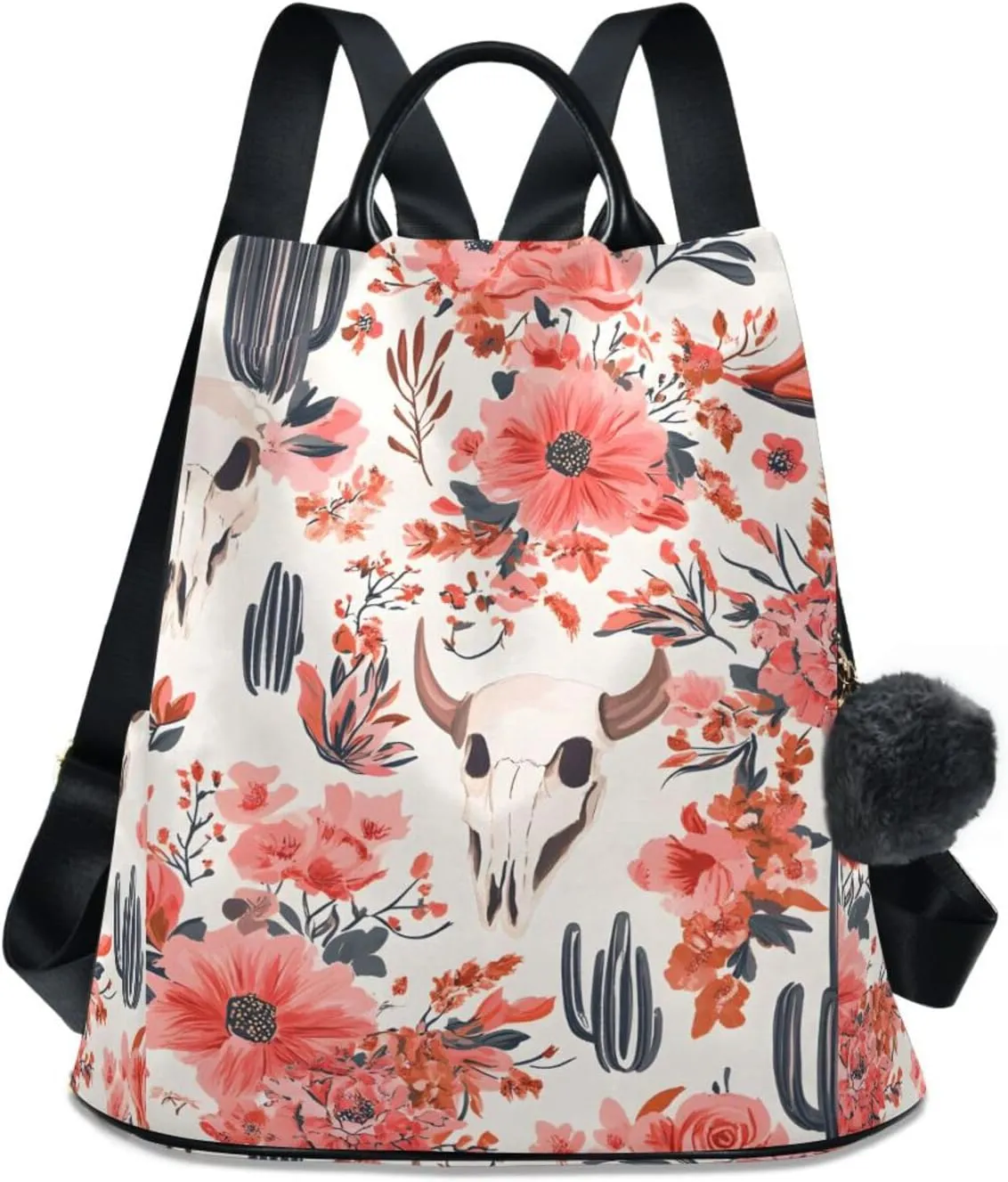 Cowboy Boots Cactus Red Flower Backpack for Women Anti Theft Large Fashion Travel Shoulder Bag Purse Rucksack Lightweight