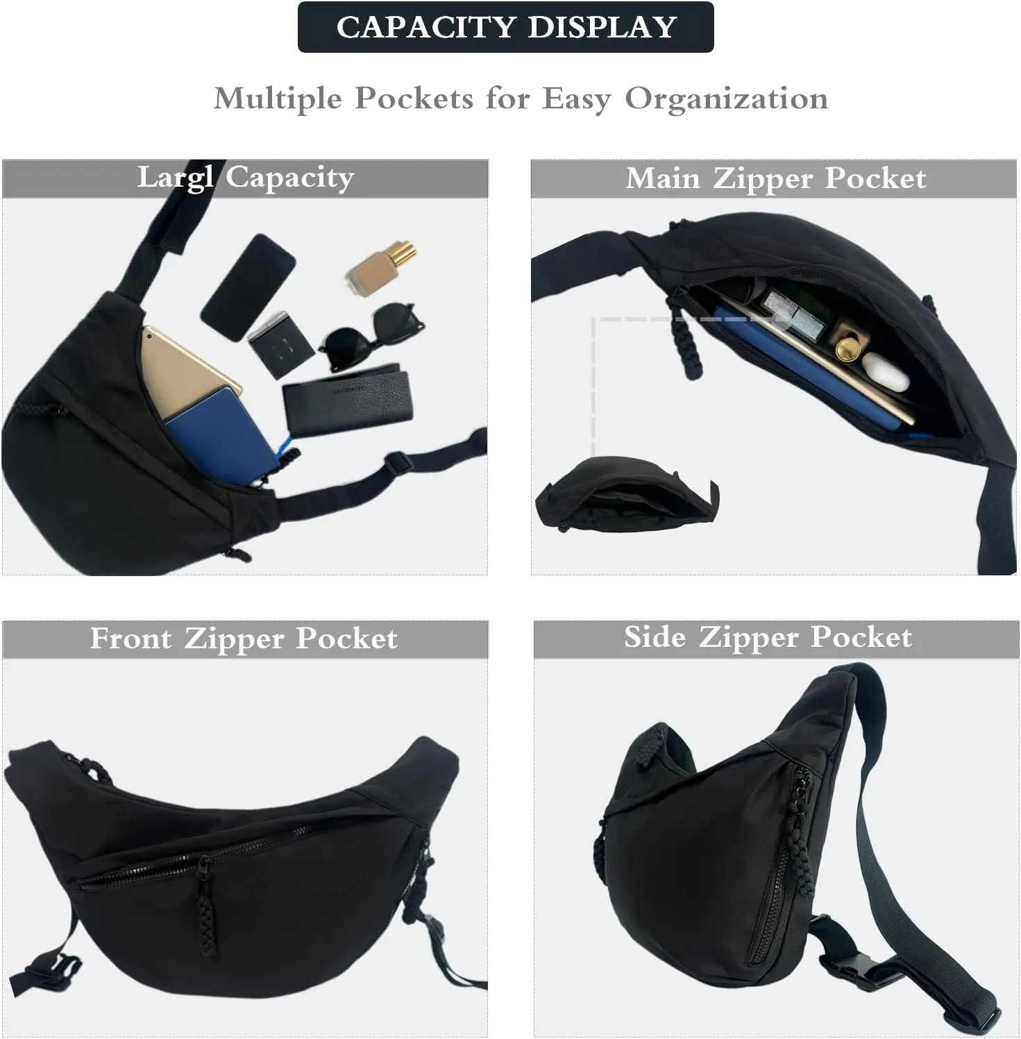 Crescent Bag for Women Men Luna Crossbody Hobo Bags Nylon Moon Dumpling Bag Adjustable Shoulder Lightweight