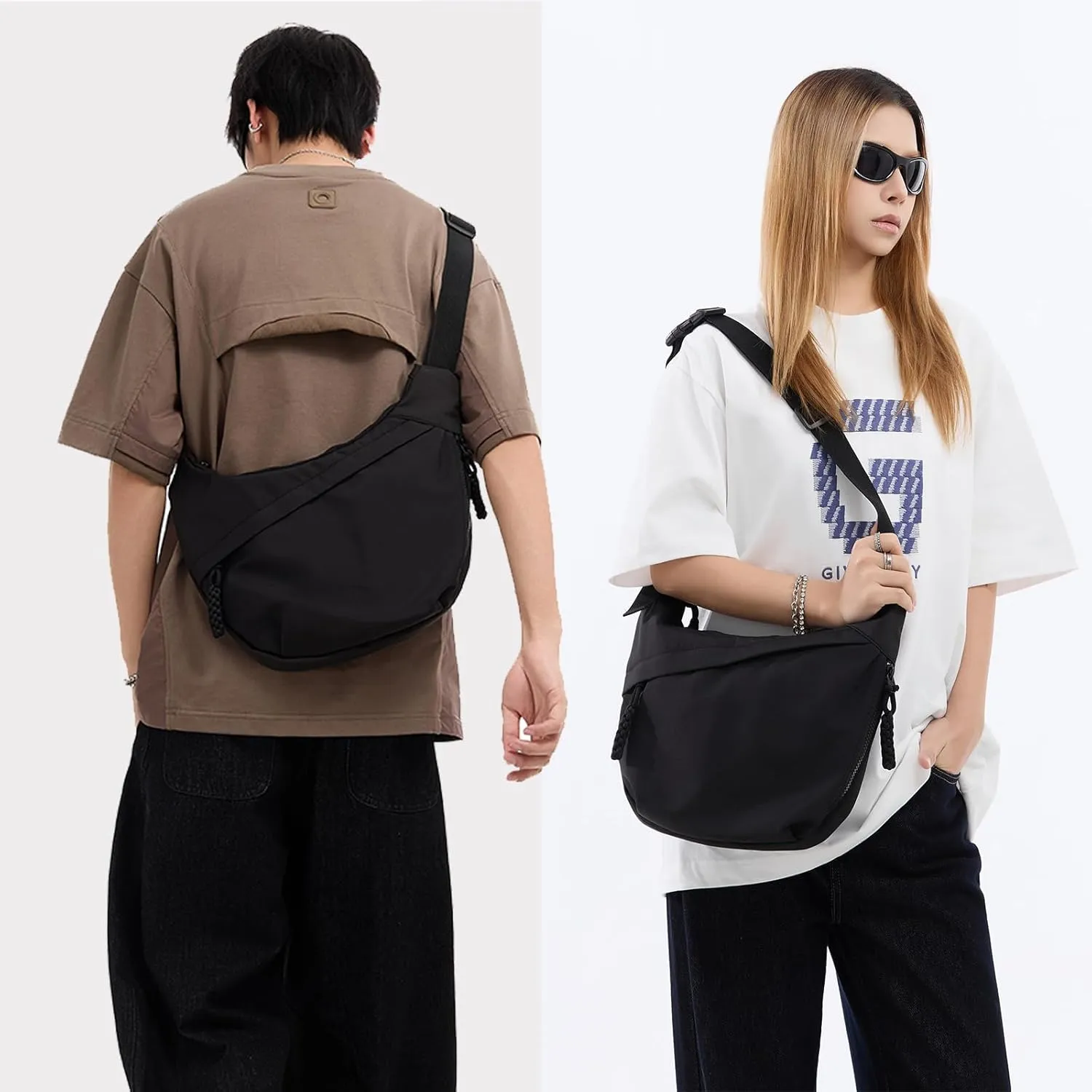 Crescent Bag for Women Men Luna Crossbody Hobo Bags Nylon Moon Dumpling Bag Adjustable Shoulder Lightweight