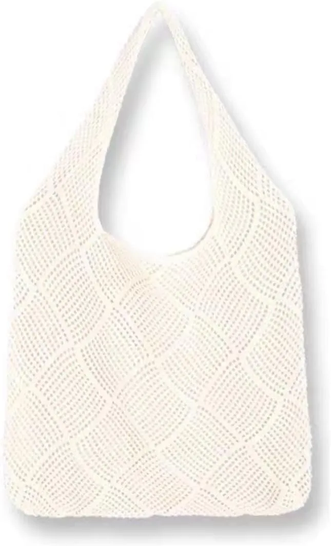 Crochet Mesh Beach Tote Bag Shoulder Bag Handbags Knitting Hollow Beach Bag Aesthetic for Women