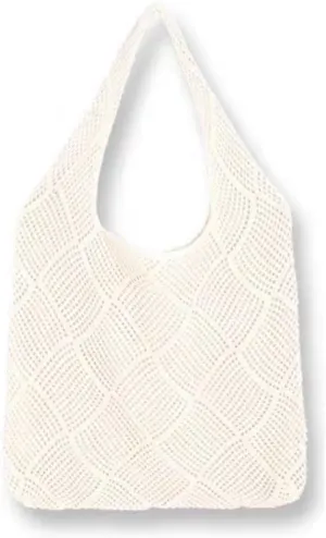 Crochet Mesh Beach Tote Bag Shoulder Bag Handbags Knitting Hollow Beach Bag Aesthetic for Women