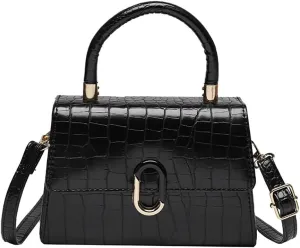 Crocodile Pattern Top-Handle Handbag, Faux Leather Vintage Alligator Print Shoulder Purse, Novelty Unique Tote Crossbody Bag