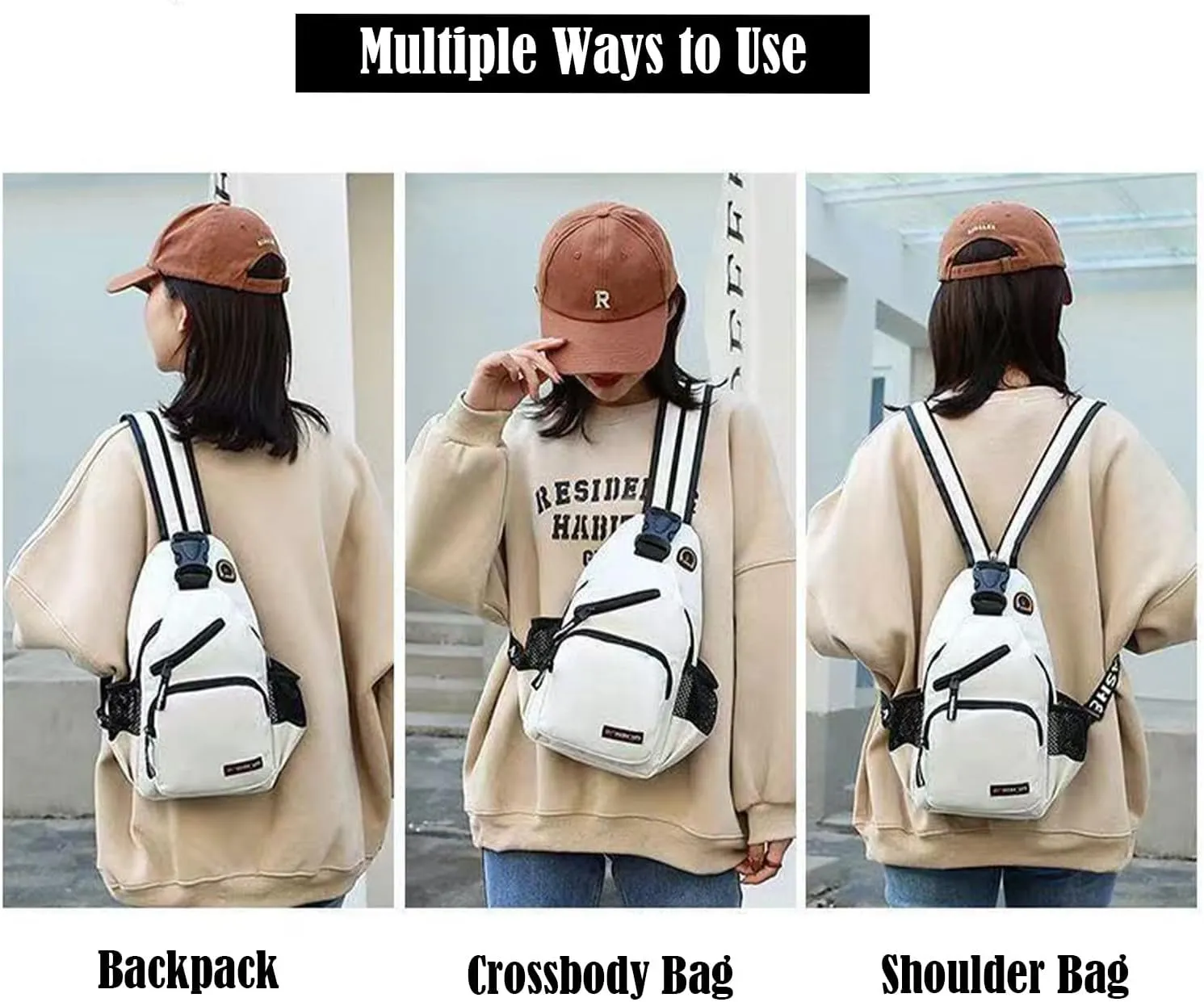 Cross Body Bag Sling Backpack Bag,Crossbody Bag Chest Bag with Belt Waist Pack for Women Man
