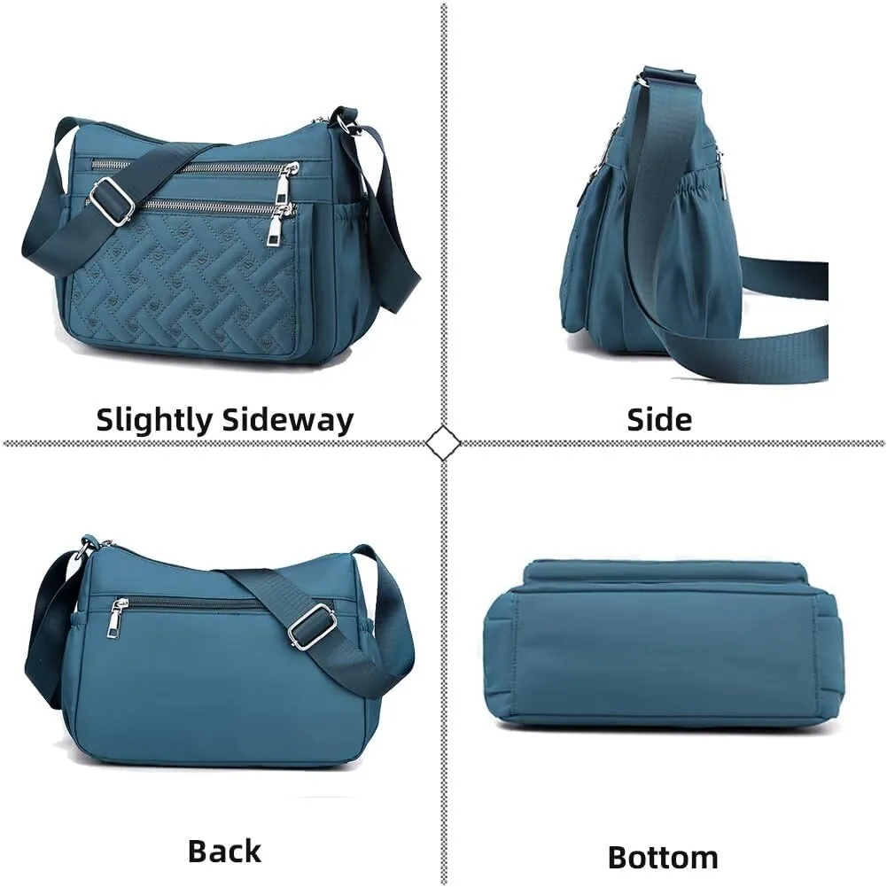 Crossbody Bag for Women Waterproof Nylon Purse Multi-pockets Messenger Bag Casual Shoulder Handbags for Work Travel