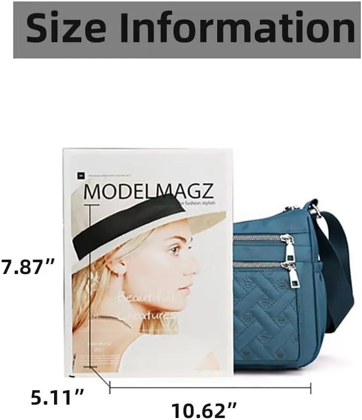 Crossbody Bag for Women Waterproof Nylon Purse Multi-pockets Messenger Bag Casual Shoulder Handbags for Work Travel