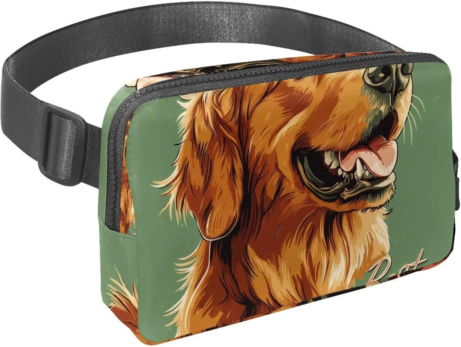 Crossbody Belt Bag for Women Men, Best Friend Golden Retriever Fanny Packs with Zipper Pockets,Waterproof Waist Packs with Adjustable Strap for Workout Running Traveling Hiking