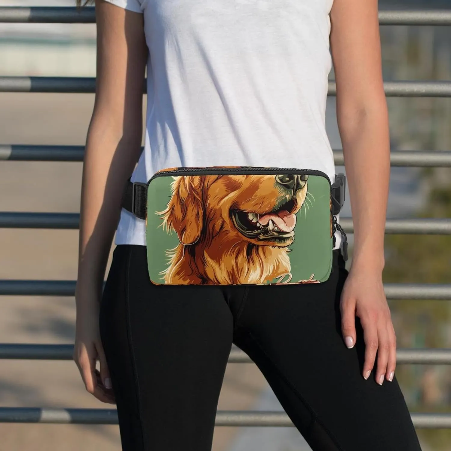 Crossbody Belt Bag for Women Men, Best Friend Golden Retriever Fanny Packs with Zipper Pockets,Waterproof Waist Packs with Adjustable Strap for Workout Running Traveling Hiking