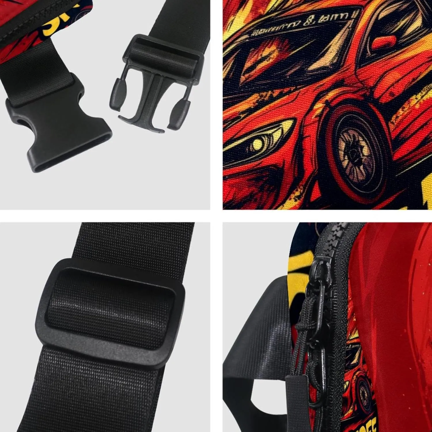 Crossbody Belt Bag for Women Men, Red Race Car Fanny Packs with Zipper Pockets,Waterproof Waist Packs with Adjustable Strap for Workout Running Traveling Hiking