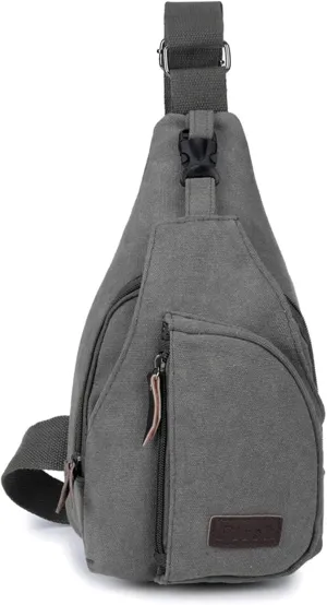 Crossbody Sling Backpack Canvas Small Sling Bag Hiking Daypack Rucksack for Men Women Outdoor Cycling Travel