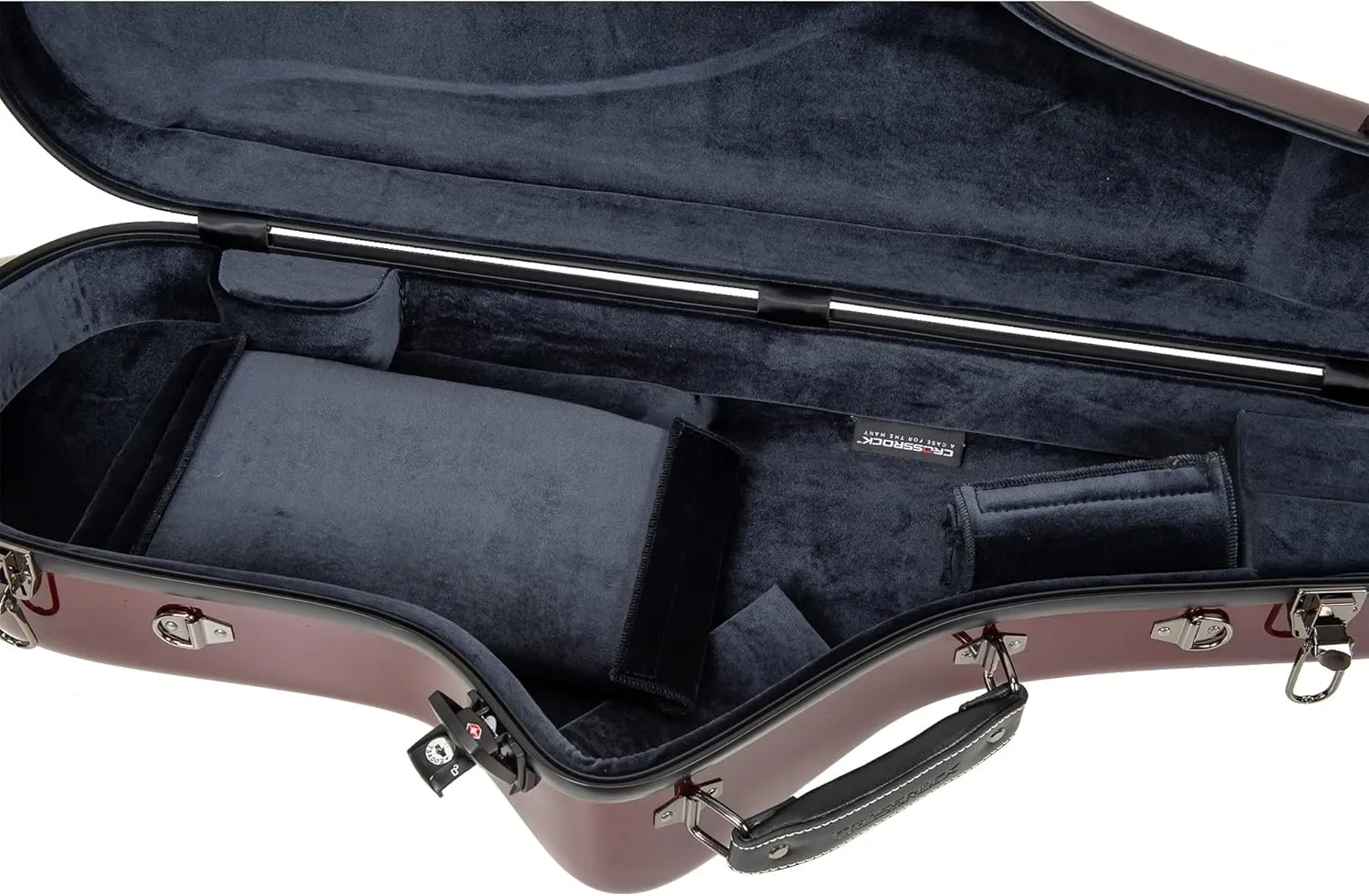 Crossrock Pro-Grade Tenor Saxophone Case | Crimson Red, TSA Lock, Stylish & Elite Protection, Detachable Straps, Accessory Pocket for Professional Musicians