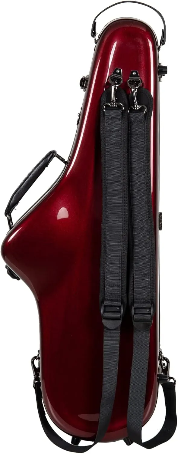 Crossrock Pro-Grade Tenor Saxophone Case | Crimson Red, TSA Lock, Stylish & Elite Protection, Detachable Straps, Accessory Pocket for Professional Musicians