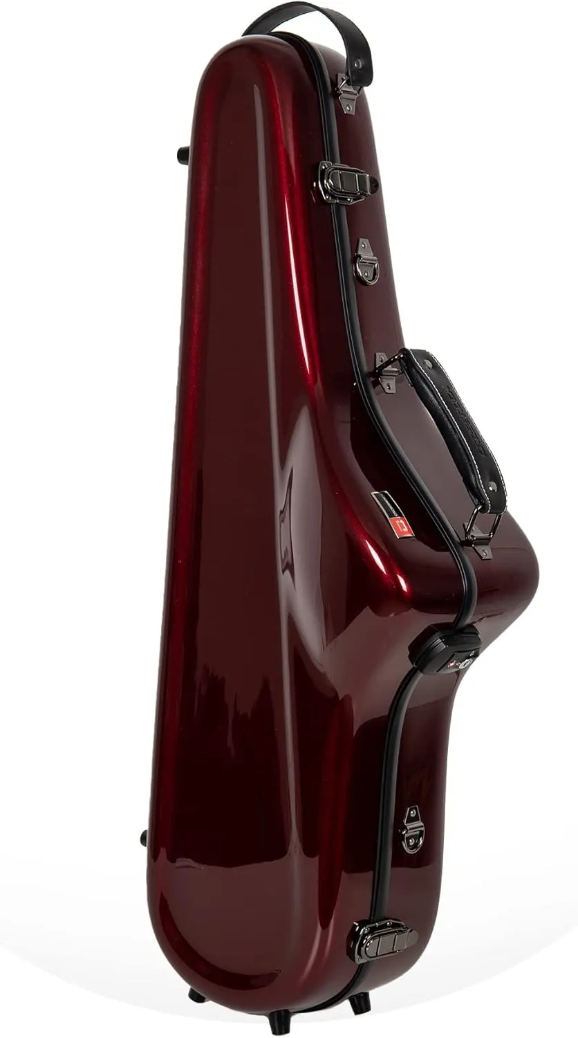 Crossrock Pro-Grade Tenor Saxophone Case | Crimson Red, TSA Lock, Stylish & Elite Protection, Detachable Straps, Accessory Pocket for Professional Musicians
