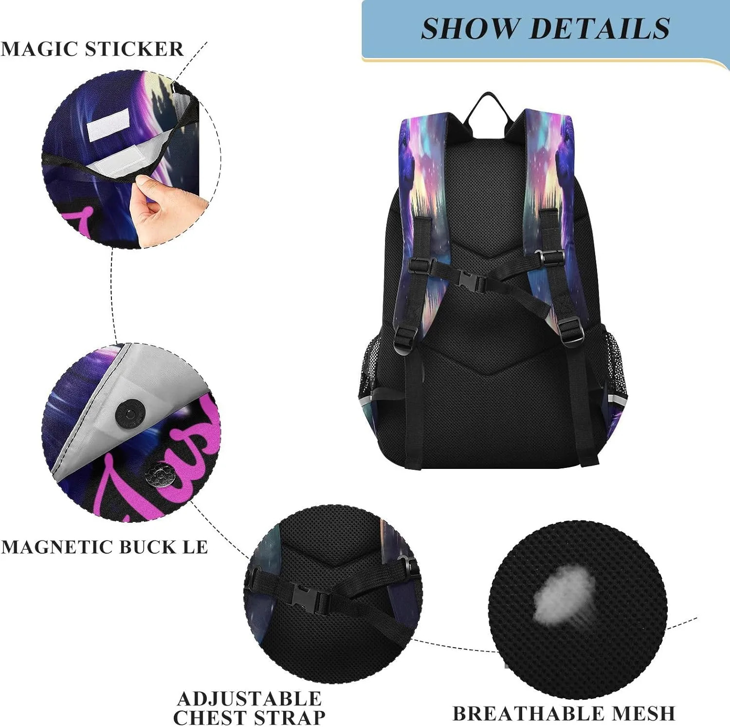 Custom Backpack for Boys School Personalized Wolf Middle Bookbag Elementary Back Pack Primary Schoolbag for Teens Travel Students Kids