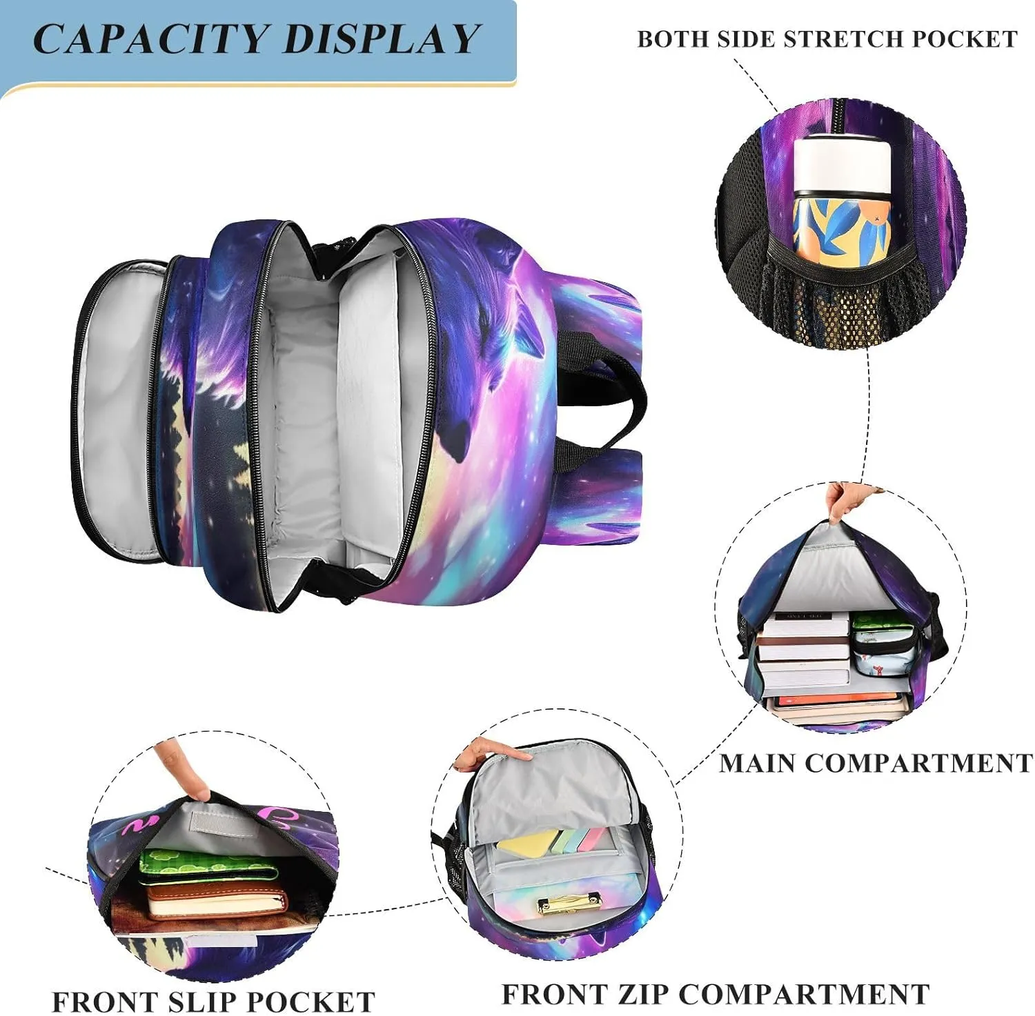 Custom Backpack for Boys School Personalized Wolf Middle Bookbag Elementary Back Pack Primary Schoolbag for Teens Travel Students Kids