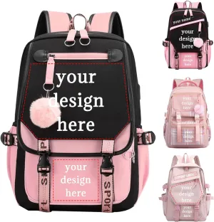 Custom Backpack for Girls Customized Pink Backpack for School Waterproof Kids Personalized Middle Schoolbag Children Bookbag boys