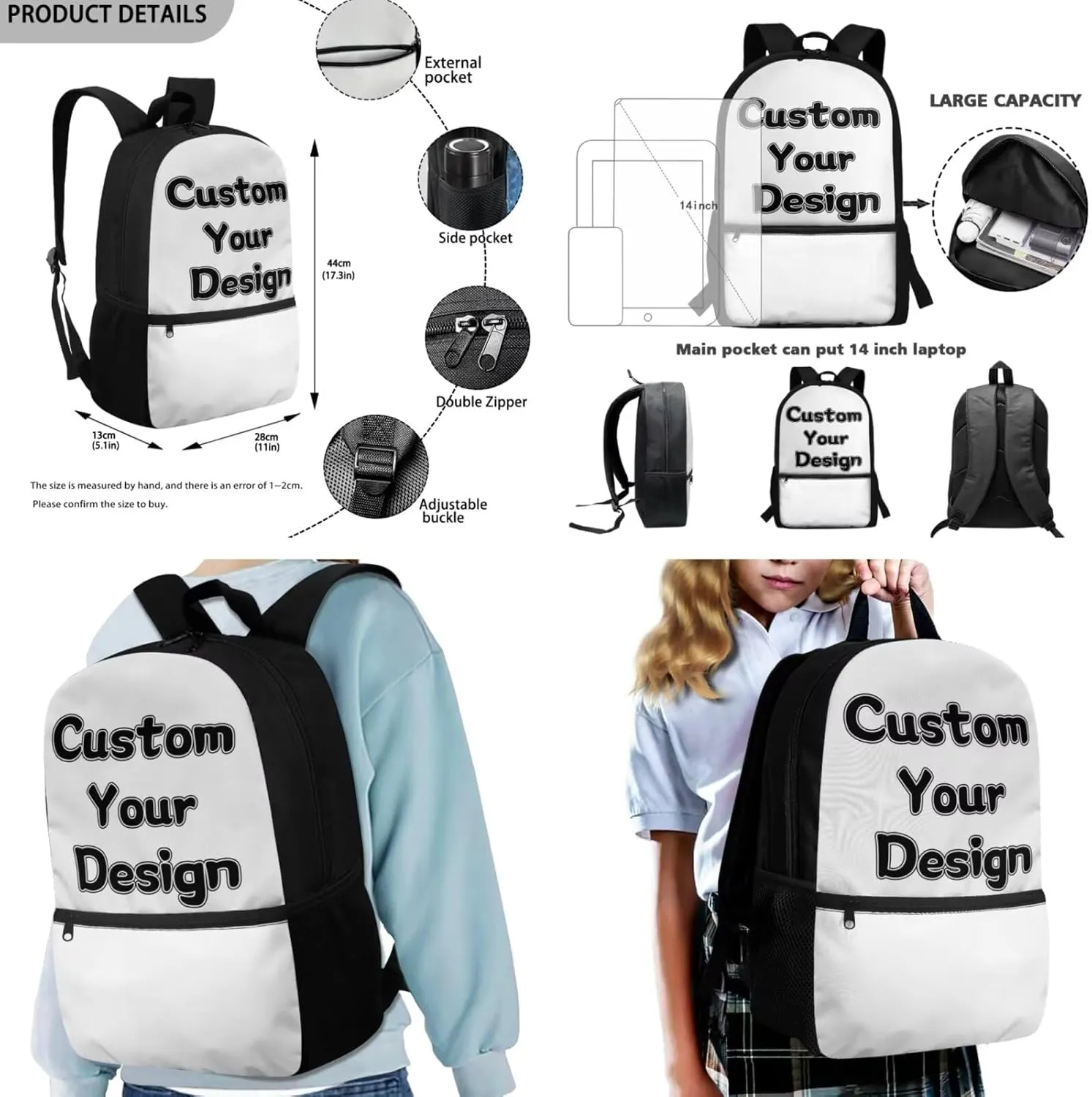 Custom Bookbag and Lunch Box Set for Boys 17 Inch Back to School Backpack Set of 4 Personalized School Bag and Lunch Bag Set Travel Rucksack