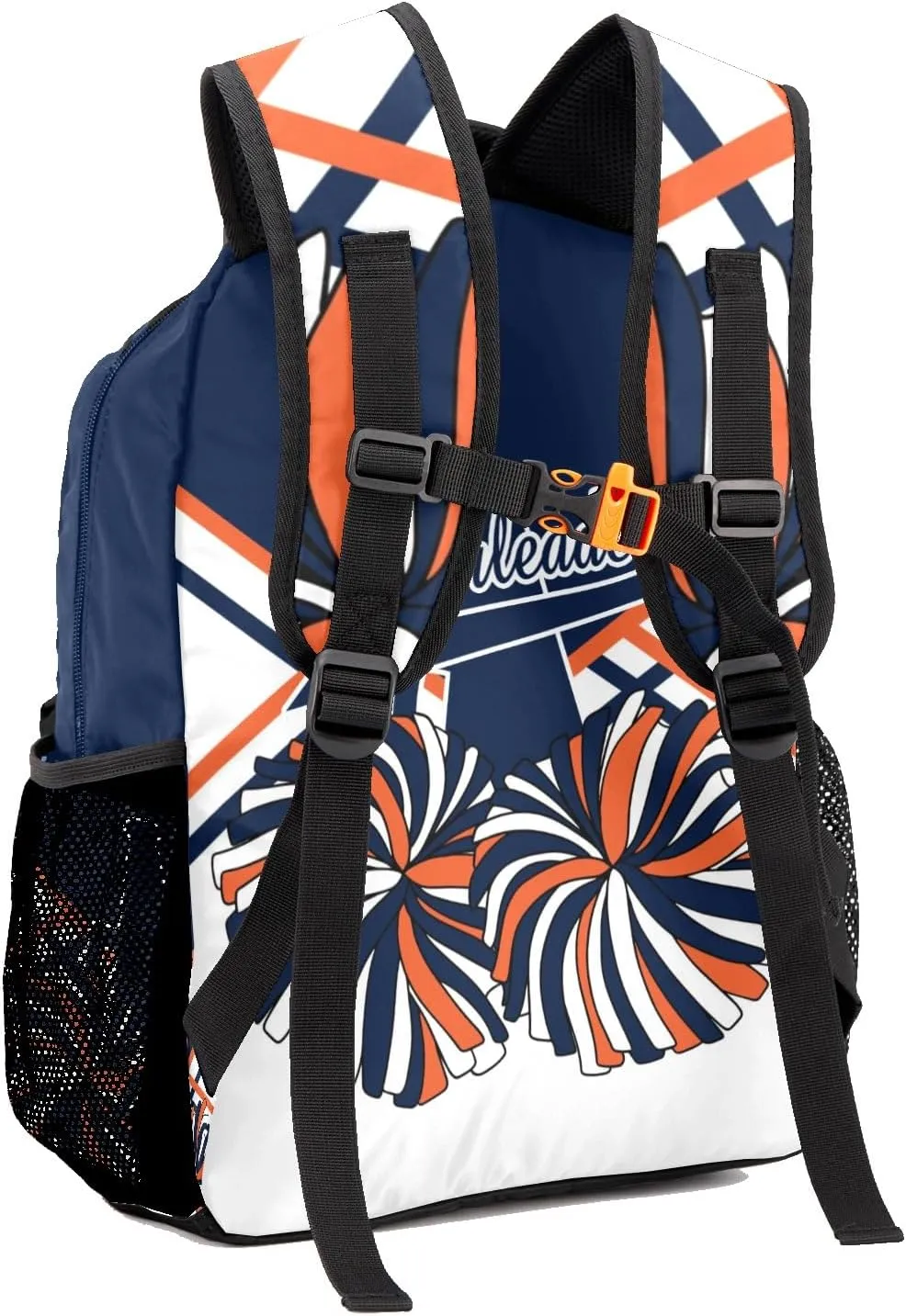 Custom Cheer Cheerleader Navy Blue Orange Personalized Causual Shoulder Bag Sports Leisure Camping Backpack for Women Men