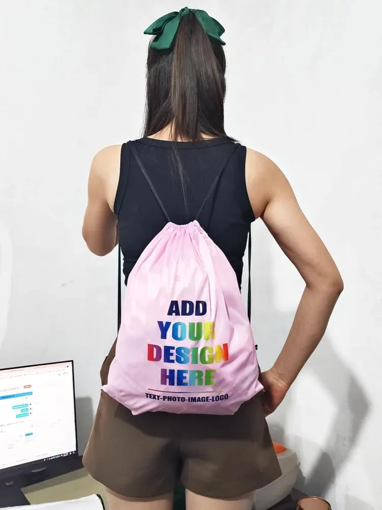 Custom Drawstring Backpacks With Logo Photo Name Personalized Football Bag Gifts Sport Cinch Gym Bag (10, Mix color), ordinary