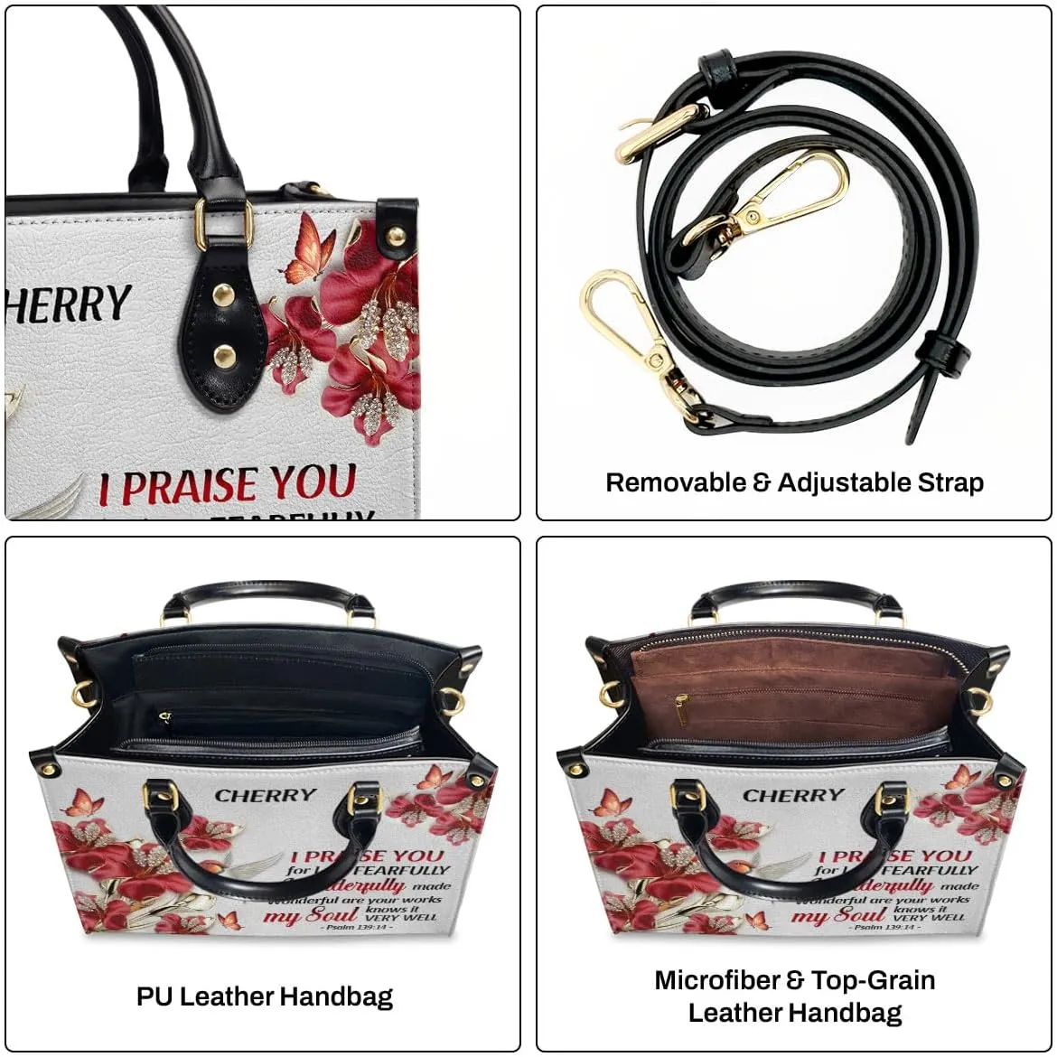 Custom Name Leather Handbags For Women - Christmas Gifts For Women - Christian Gifts