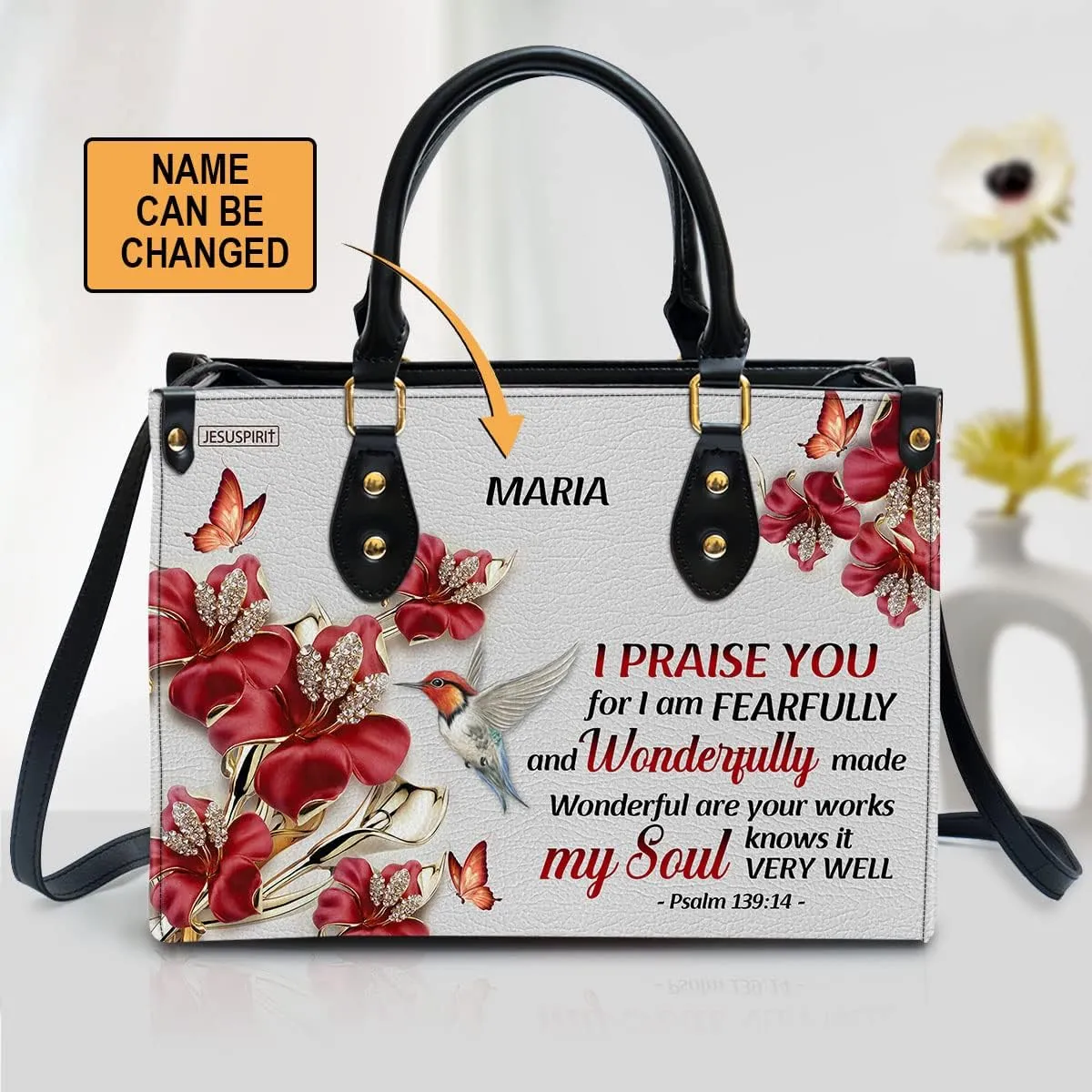 Custom Name Leather Handbags For Women - Christmas Gifts For Women - Christian Gifts