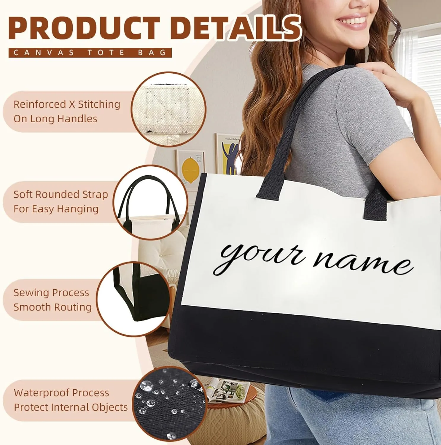 Custom Tote Bags Personalized Bags Your Own Design Women Custom Tote Bag For Shopping Canvas Bags Birthday Gift