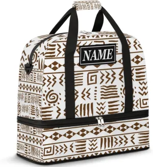 Customize Personalized Travel Duffel Bag Egypt Egyptian Hieroglyph Pattern Sport Gym Bag for Woman Man,Waterproof Foldable Weekend Overnight Bag for Yoga Workout Training with Shoe Compartment