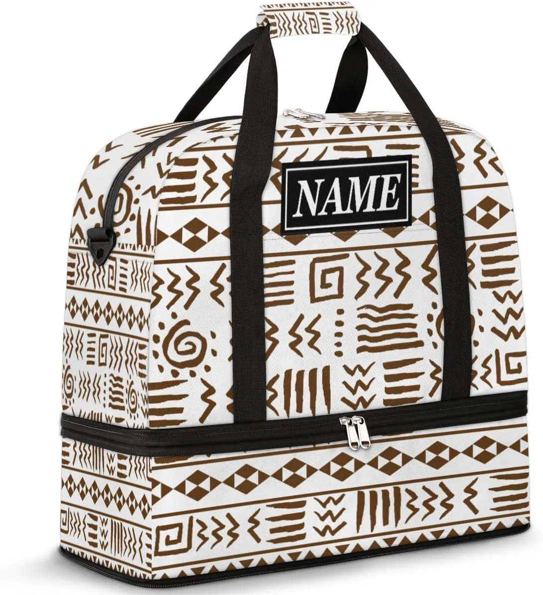 Customize Personalized Travel Duffel Bag Egypt Egyptian Hieroglyph Pattern Sport Gym Bag for Woman Man,Waterproof Foldable Weekend Overnight Bag for Yoga Workout Training with Shoe Compartment