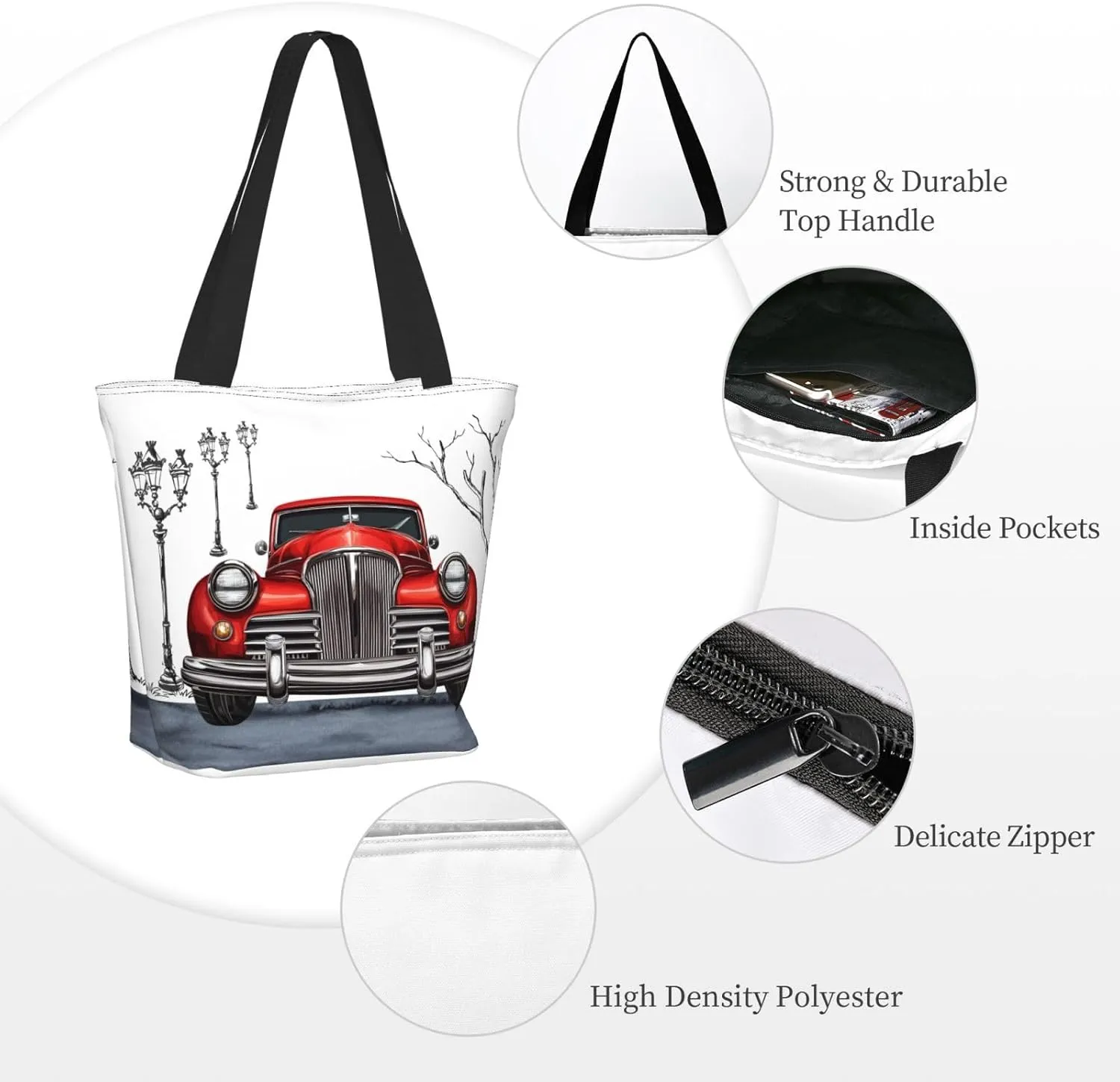 Cute Beach Travel Totes Bag Zippered Tote For Women，Women'S Shoulder Bag，Reusable Foldable Waterproof Handbag