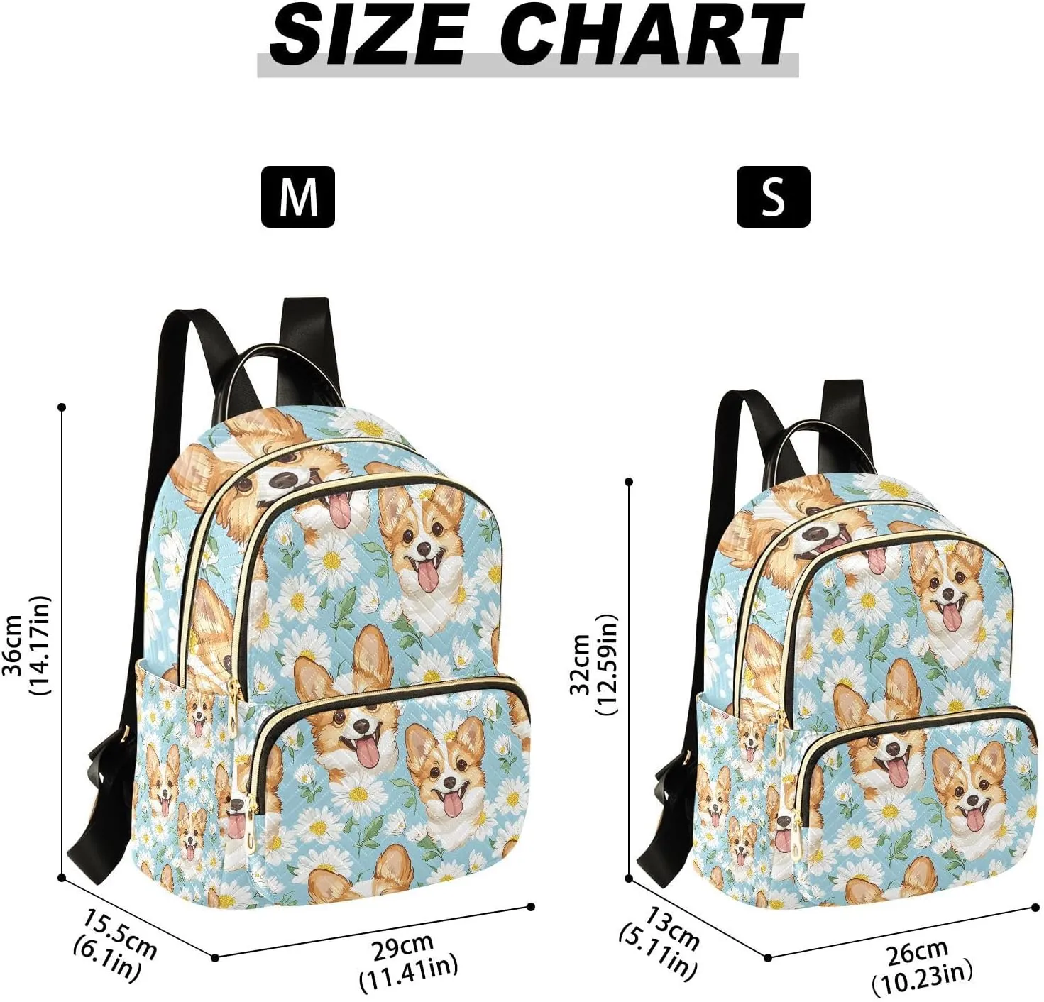 Cute Blue Daisy Dog Backpack Purse for Women Shoulder Bag Fashion Daypack Ladies Handbag Lightweight Travel Bag Rucksack
