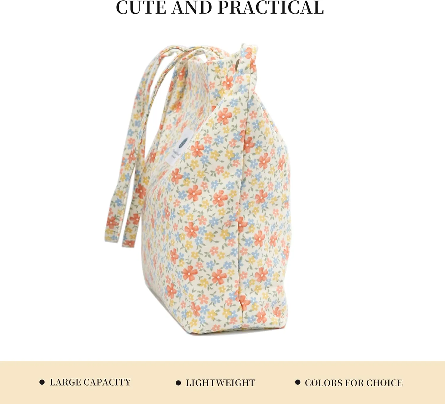 Cute Corduroy Tote Bag Canvas Shoulder Handbags for Women Travel Shopping