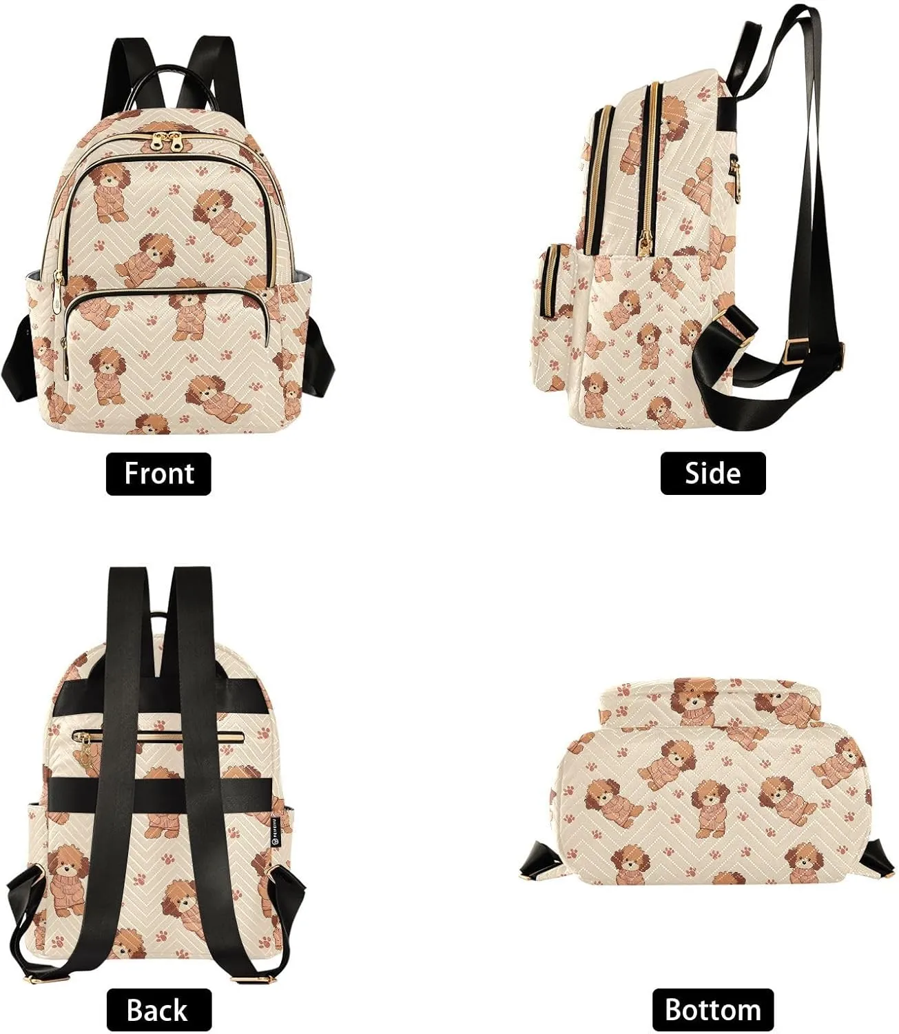 Cute Dog Footprint Pattern Mini Backpack Purse for Women Shoulder Bag Fashion Daypack Ladies Handbag Lightweight Travel Bag Rucksack