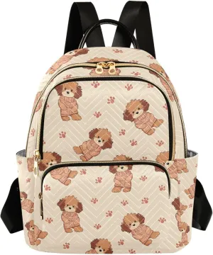 Cute Dog Footprint Pattern Mini Backpack Purse for Women Shoulder Bag Fashion Daypack Ladies Handbag Lightweight Travel Bag Rucksack