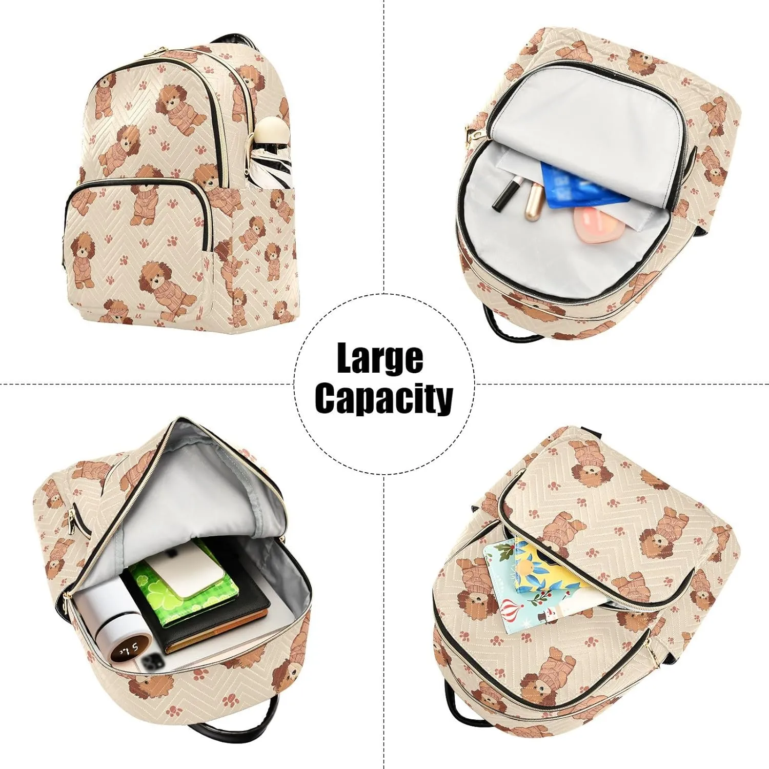 Cute Dog Footprint Pattern Mini Backpack Purse for Women Shoulder Bag Fashion Daypack Ladies Handbag Lightweight Travel Bag Rucksack