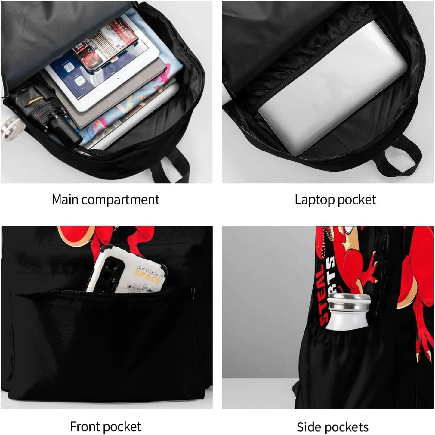 Cute I Steal Hearts Trex Dino Laptop Backpack Shoulder Bag Laptop Pack Travel Backpacks Commuter Back Pack Casual Daypack Bags With Side Pockets