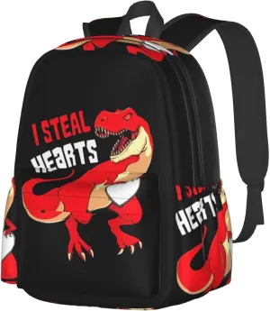 Cute I Steal Hearts Trex Dino Laptop Backpack Shoulder Bag Laptop Pack Travel Backpacks Commuter Back Pack Casual Daypack Bags With Side Pockets