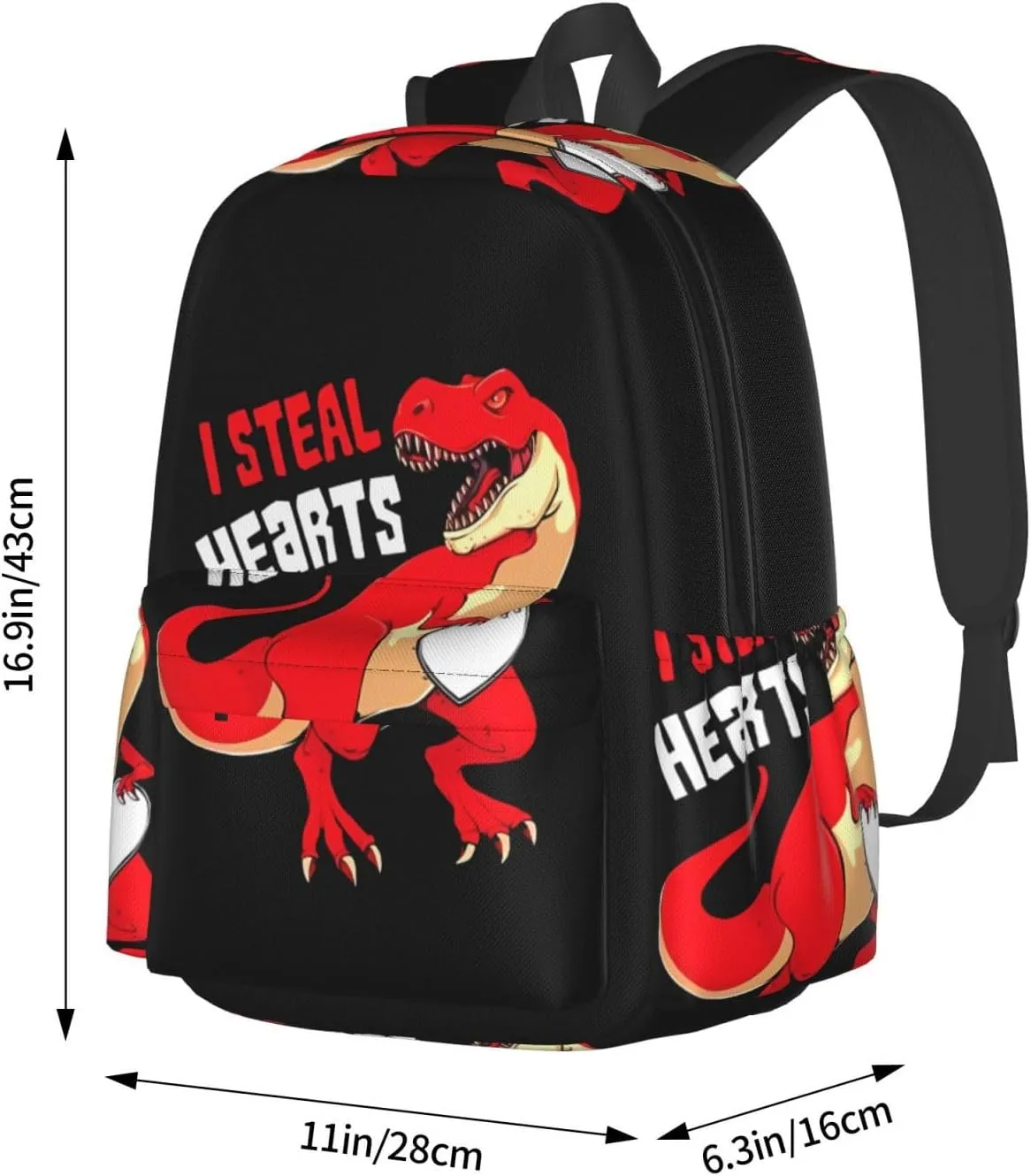 Cute I Steal Hearts Trex Dino Laptop Backpack Shoulder Bag Laptop Pack Travel Backpacks Commuter Back Pack Casual Daypack Bags With Side Pockets
