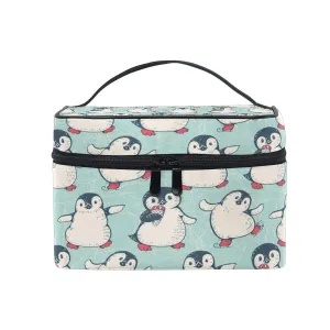 Cute Penguin Makeup Bag Portable Travel Cosmetic Bag Organizer Multifunction Case with Double Zipper Toiletry Bag for Woman (9"x6.2"x6.5")