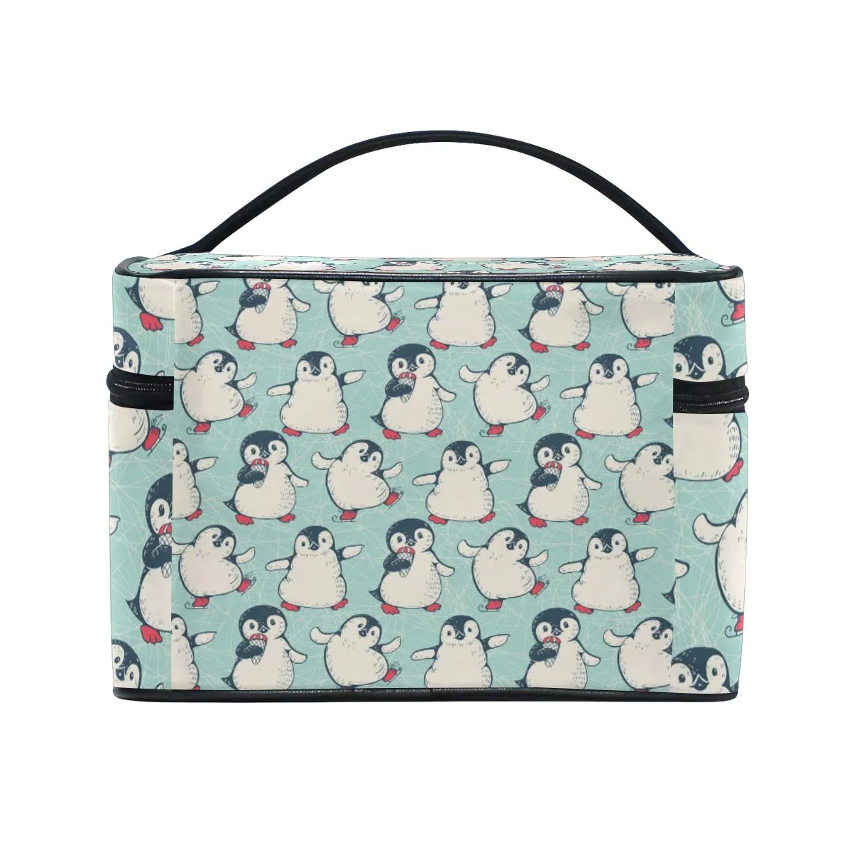Cute Penguin Makeup Bag Portable Travel Cosmetic Bag Organizer Multifunction Case with Double Zipper Toiletry Bag for Woman (9"x6.2"x6.5")